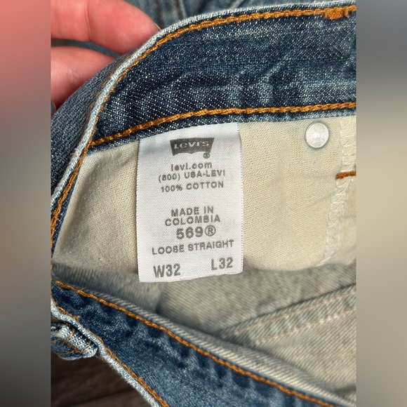 Levi’s 569 Loose Straight Women’s Denim Shorts High Rise Distressed Size 32 - Picture 5 of 8